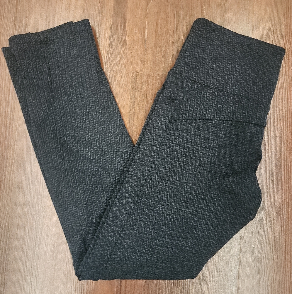 Athleta Herringbone Textured Leggings High Rise Ankle Slit Gray XS Style 353504 - Picture 2 of 11